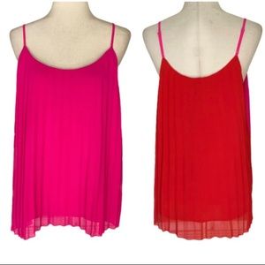 NWT Skies Are Blue Hot Pink & Red Colorblock
Plisse Pleated Swing Tank - M